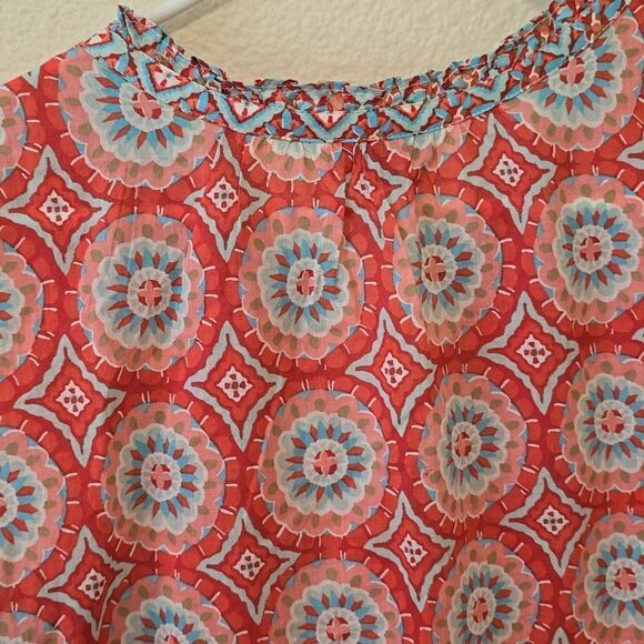 Talbots Sleeveless Red White Floral Print Blouse womens  Size 1X cotton - Picture 4 of 8